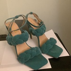 Turquoise Ankle Strap Stiletto Heels